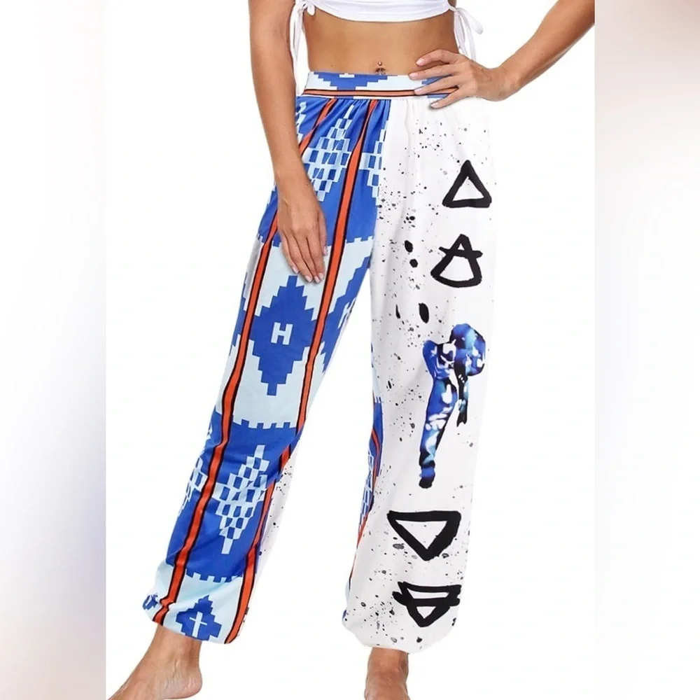Boho African Print Harem Pants with Pockets – Size Small